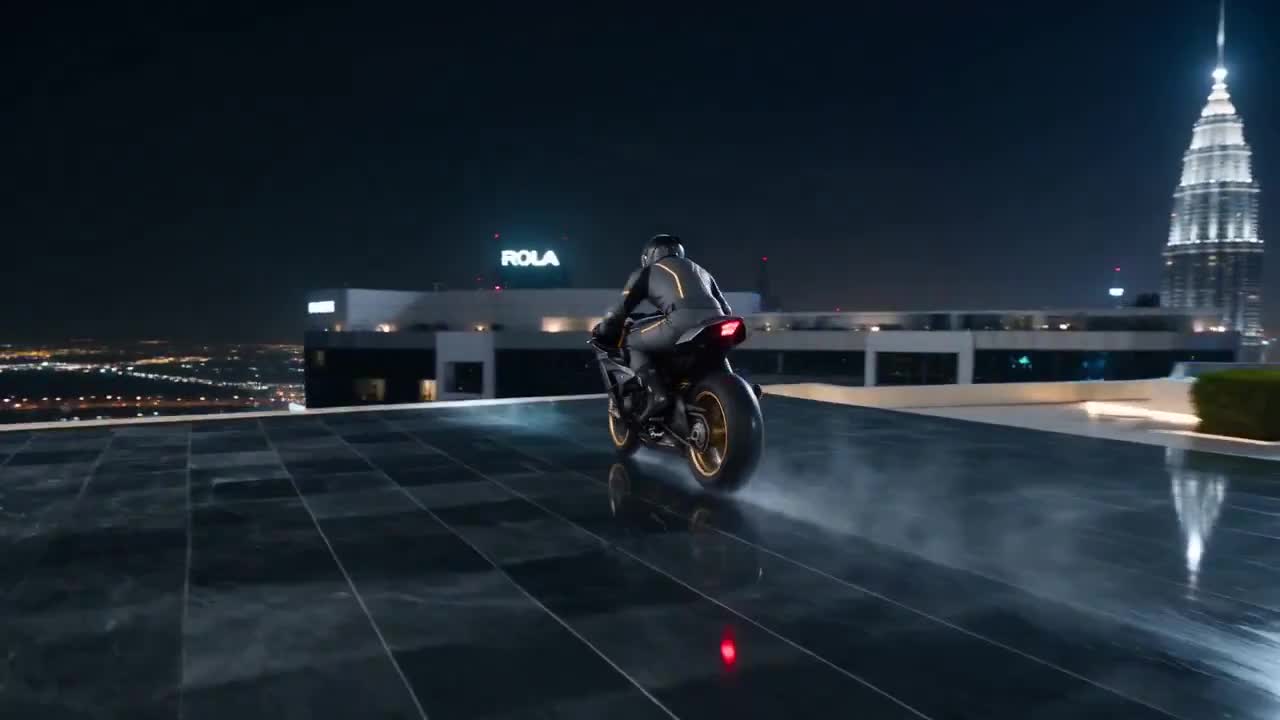 Seedance 2.0 Prompt: Dubai Skybridge Motorbike Stunt