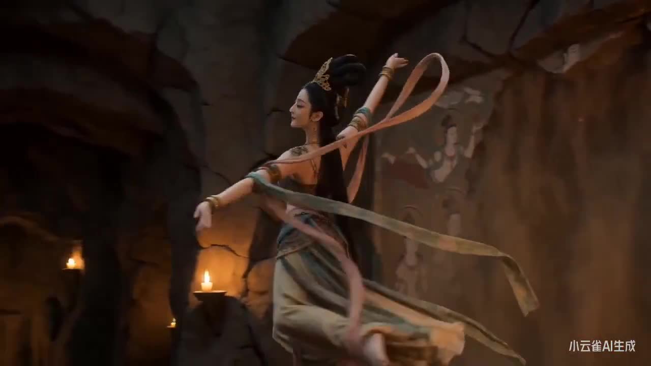 Seedance 2.0 Prompt: Dunhuang Apsara Goddess in 3D with Real Physics