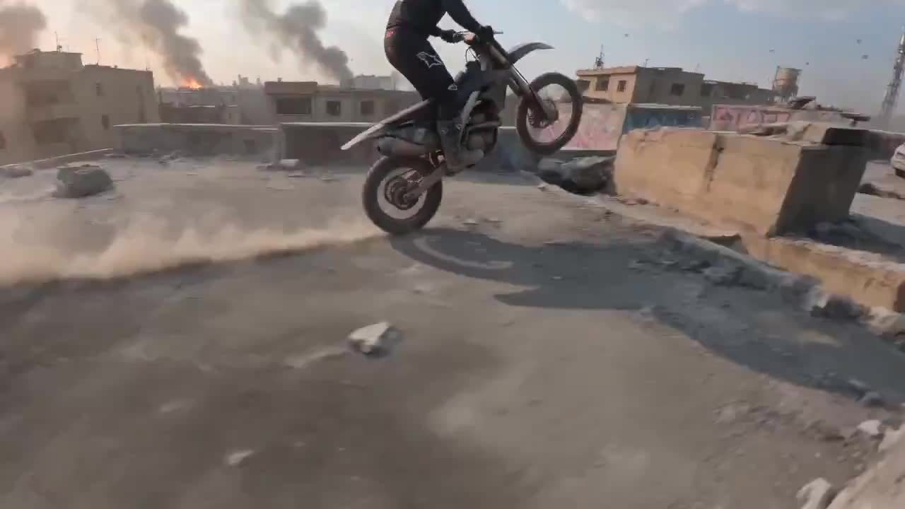Seedance 2.0 Prompt: FPV Motocross Through Abandoned City