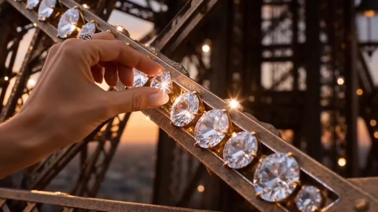 Seedance 2.0 Prompt: Eiffel Tower Gemstone Fashion Video