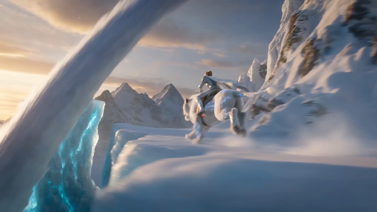 Seedance 2.0 Prompt: Epic Fantasy Ice Lion Rider Video