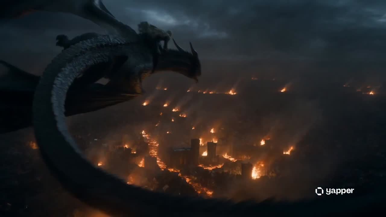 Seedance 2.0 Prompt: Epic Stormborn Dragon Rider & Burning Kingdom