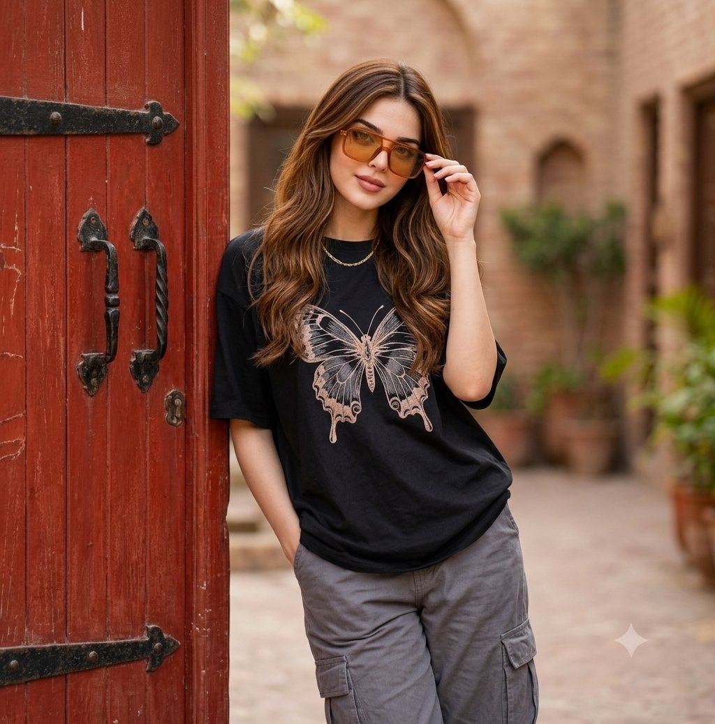AI Image Prompt: Realistic Butterfly T-shirt Fashion Photography AI image prompt preview generated with Synterial