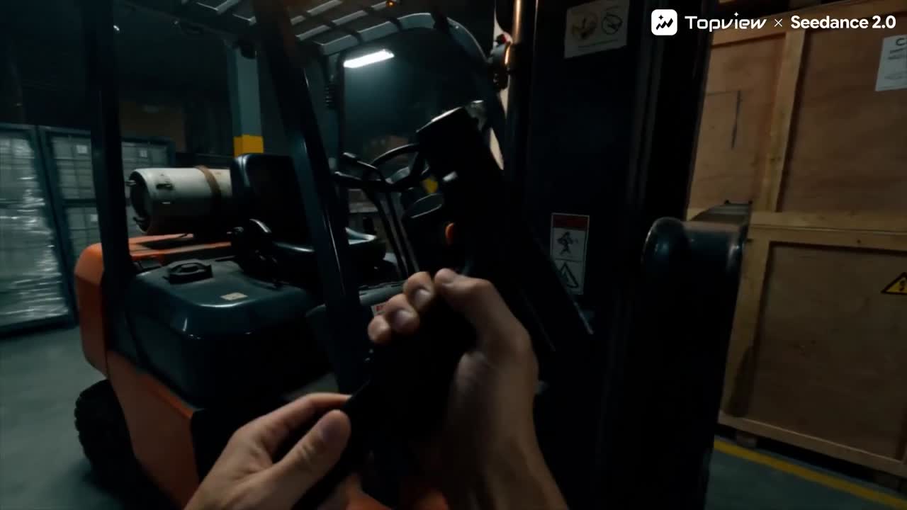 Seedance 2.0 Prompt: First-Person Shooter Warehouse Gunfight