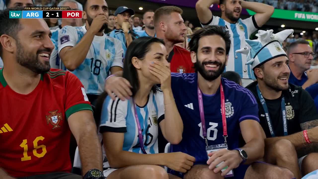 Seedance 2.0 Prompt: Argentina vs. Portugal Fan Reaction Video