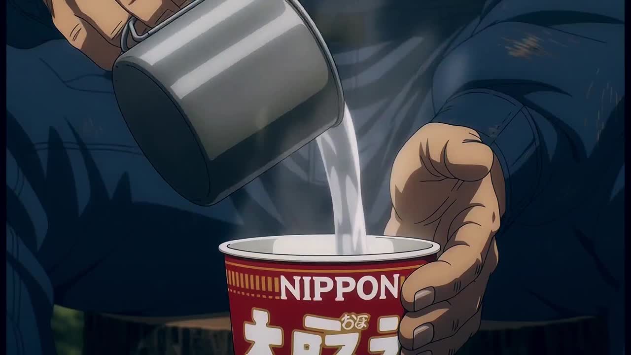 Seedance 2.0 Prompt: Anime Forest Camping Cup Noodle