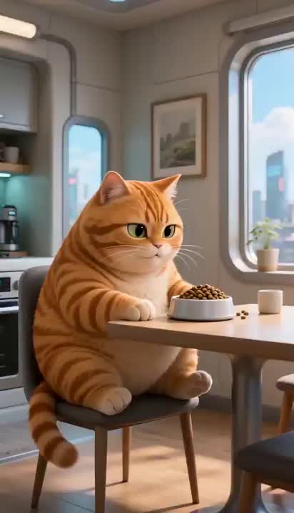 Seedance 2.0 Prompt: Futuristic Anime Cat Morning Routine