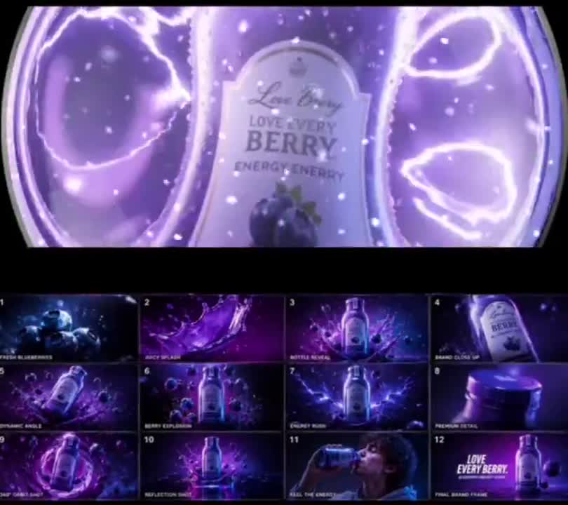 Seedance 2.0 Prompt: Futuristic Blueberry Drink Advertisement