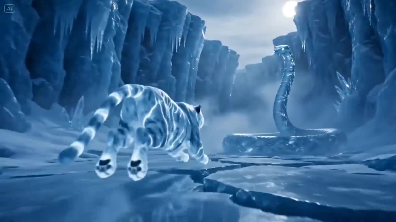 Seedance 2.0 Prompt: Glacial Canyon Frost Battle