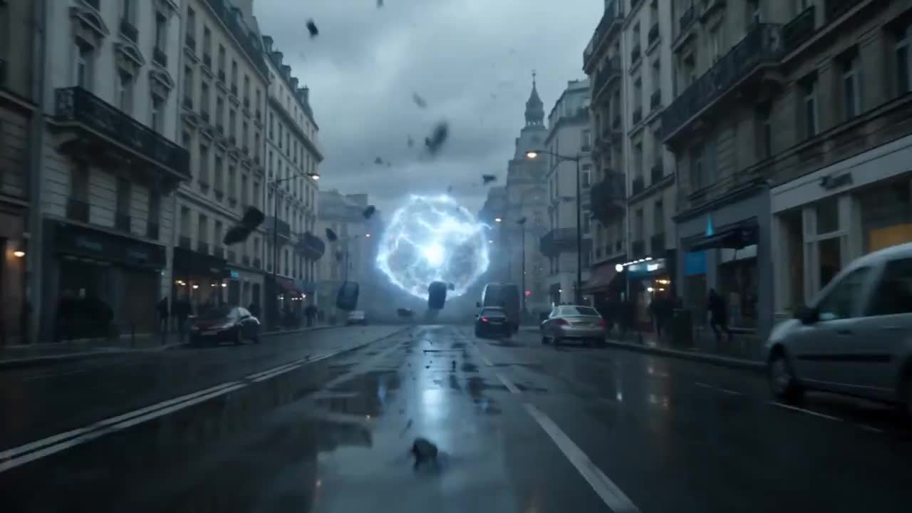 Seedance 2.0 Prompt: Glowing Portal in Rainy Paris