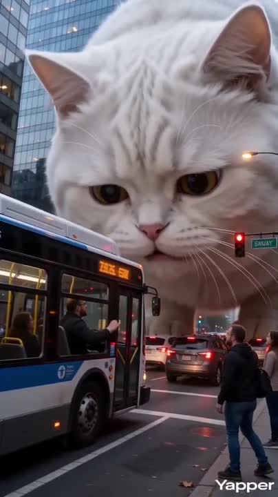 Seedance 2.0 Prompt: Giant White Tabby Cat in Chongqing