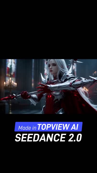 Seedance 2.0 Prompt: Gothic Valkyrie Transformation in Dark Church Battle