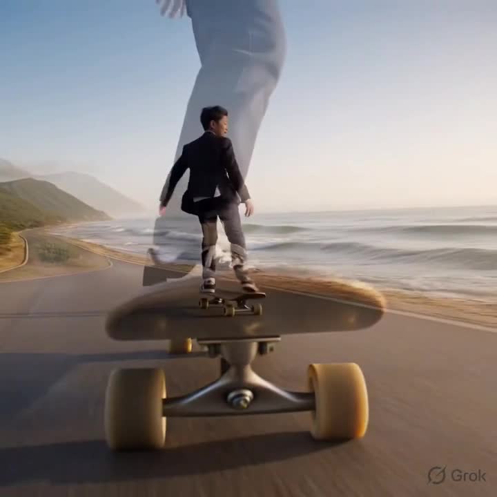 Seedance 2.0 Prompt: Skateboarder on Coastal Road - First-Person View