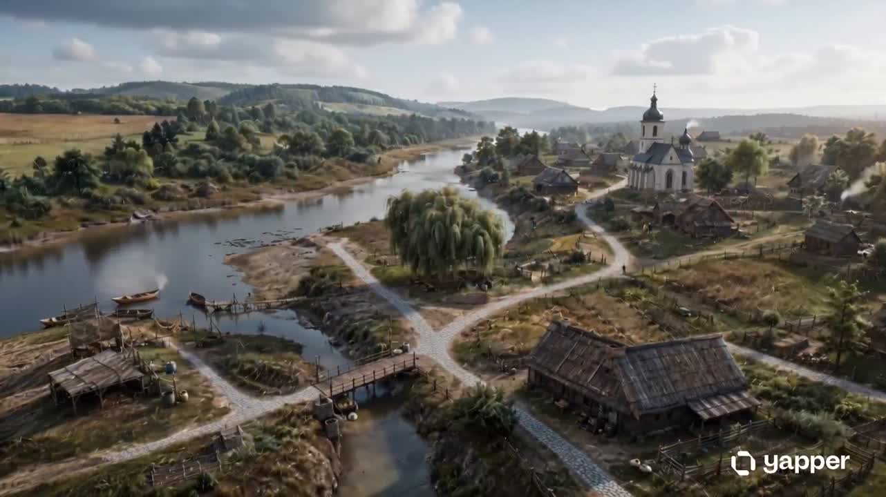 Seedance 2.0 Prompt: Historical Settlement Aerial Evolution