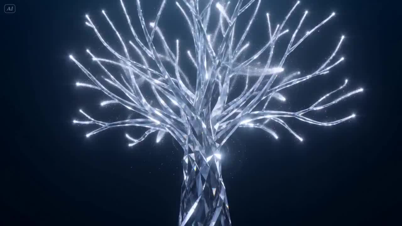 Seedance 2.0 Prompt: Holographic Crystal Tree Animation