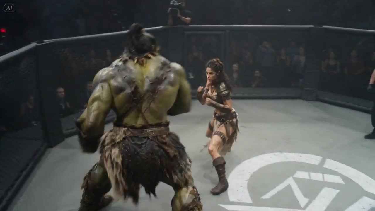 Seedance 2.0 Prompt: Hyperrealistic Orc vs Human UFC Fight