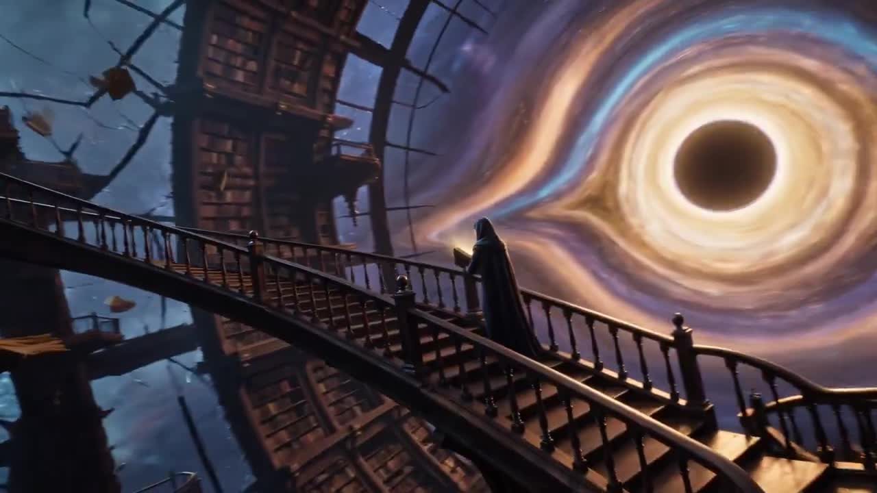 Seedance 2.0 Prompt: Infinite Library Black Hole Sci-Fi