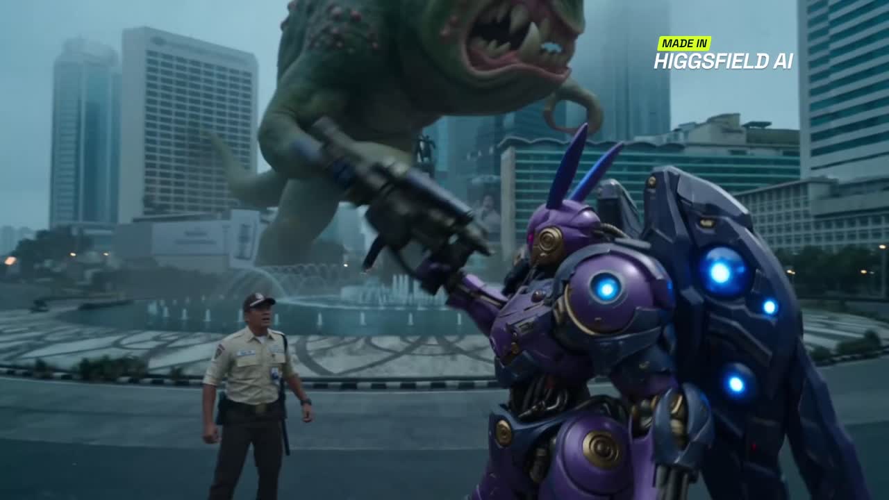 Seedance 2.0 Prompt: Jakarta Mecha vs. Monster Battle