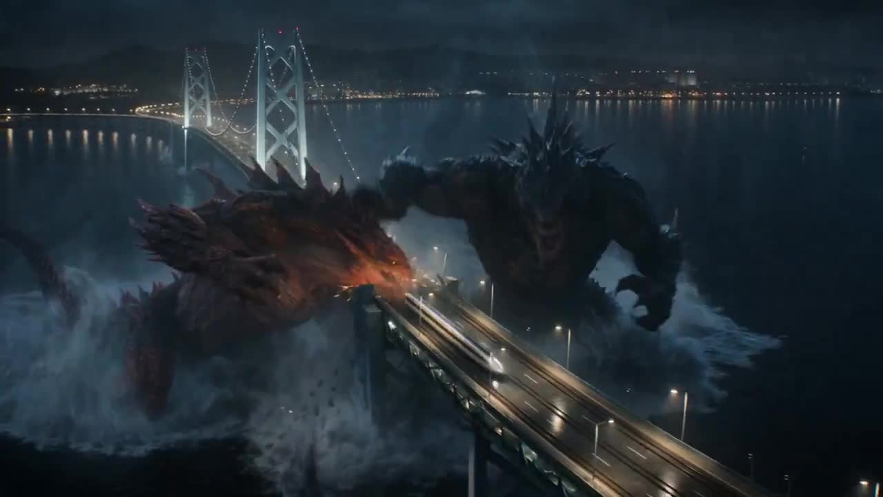 Seedance 2.0 Prompt: Kaiju Train Attack in a Rainstorm