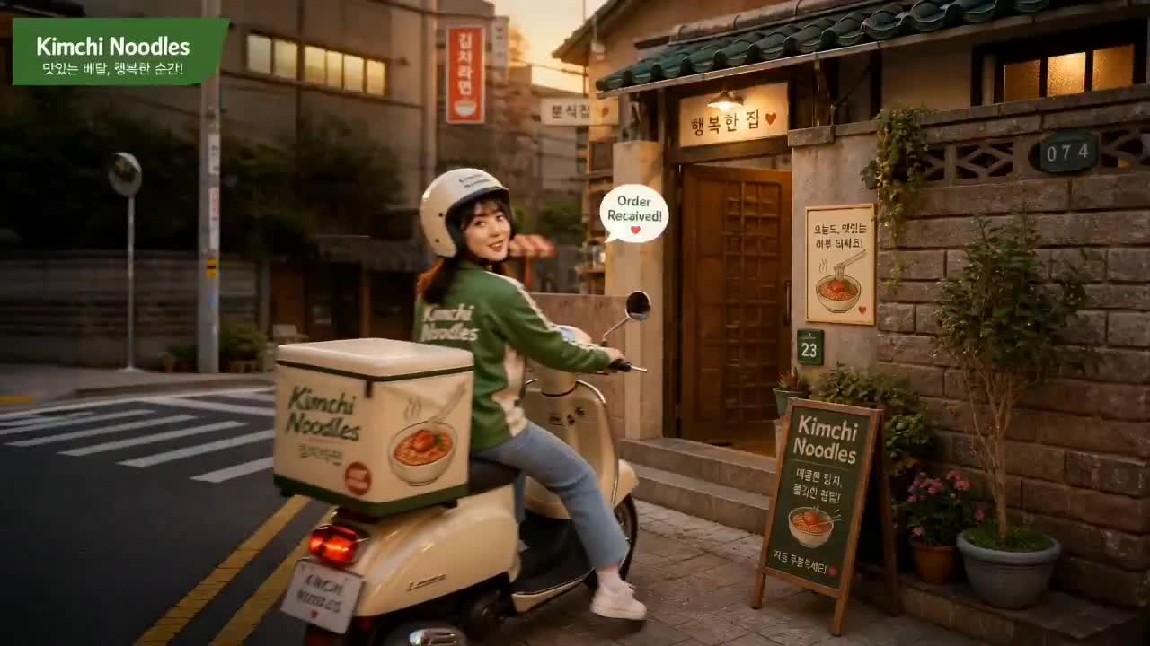 Seedance 2.0 Prompt: Kimchi Noodles Delivery Ad Video