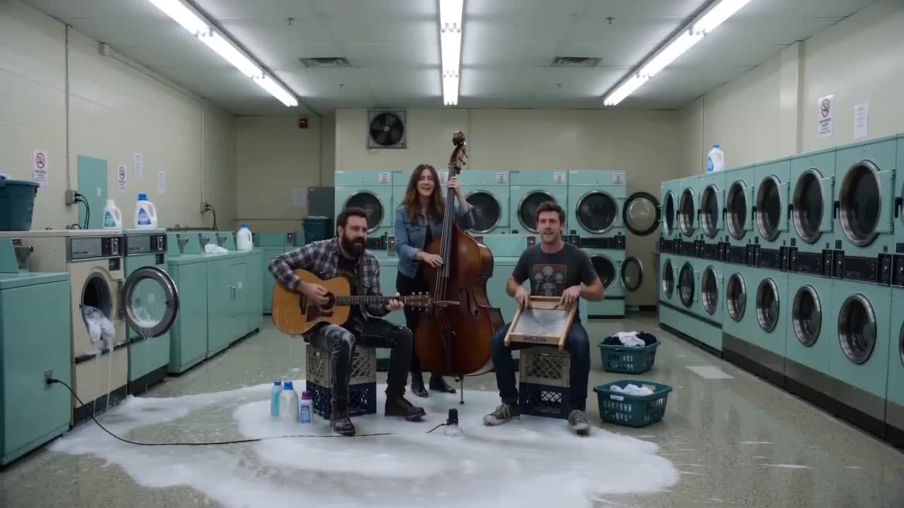 Laundromat Blues Folk Trio - Seedance 2.0 Prompt