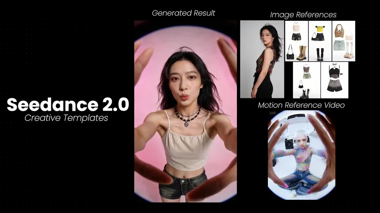 Seedance 2.0 Prompt: Model Posing with Multiple Outfits