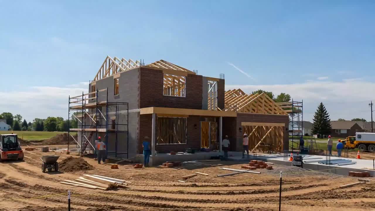 Seedance 2.0 Prompt: Modern House Construction Time-Lapse