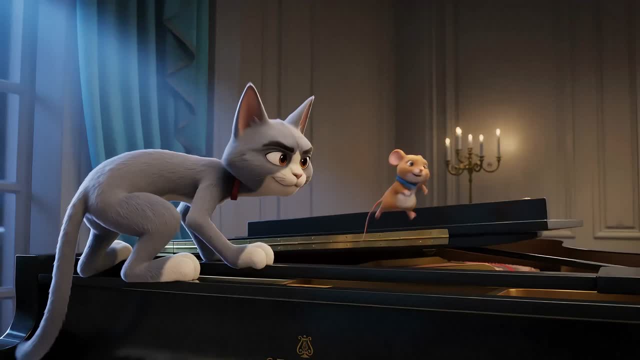 Moonlit Piano Chase Animation (Seedance 2.0 Prompt)