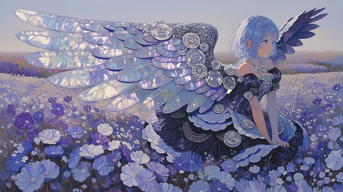 Iridescent Mother-of-Pearl Wing Architecture Image Generation Prompt AI image prompt preview generated with Synterial