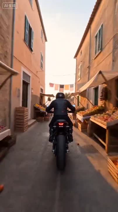 Seedance 2.0 Prompt: Motorcycle Chase, Mediterranean Village