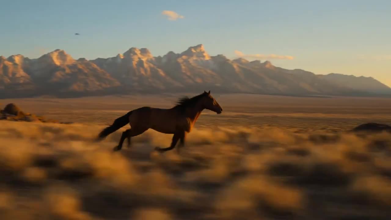 Seedance 2.0 Prompt: Mustang Desert Gallop Cinematic Shot