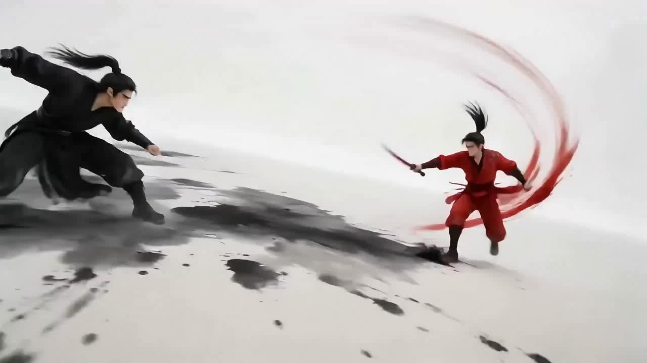 Seedance 2.0 Prompt: Neo-Chinese Wuxia Ink Style Combat Video