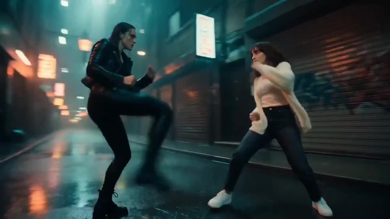 Seedance 2.0 Prompt: Cinematic Neon Alley Fight Scene