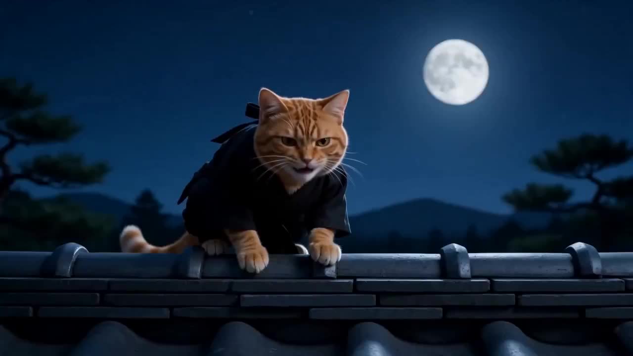 Seedance 2.0 Prompt: Orange Cat Ninja Heist Video Generation