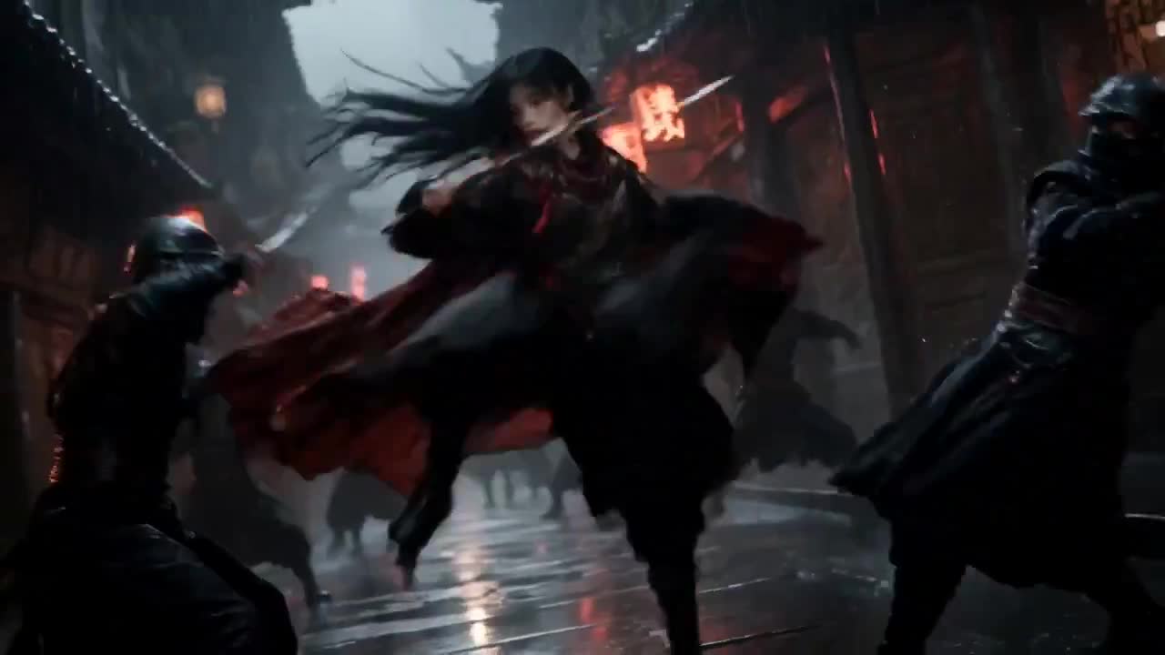 Seedance 2.0 Prompt: Cyberpunk Assassin in Rainy Ming Dynasty City