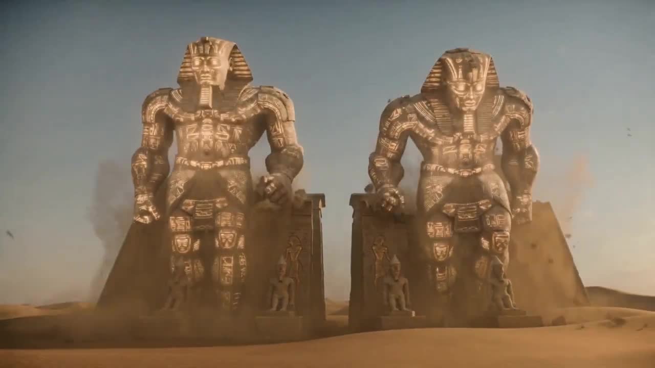 Seedance 2.0 Prompt: Pharaonic Pylon Gate Animation
