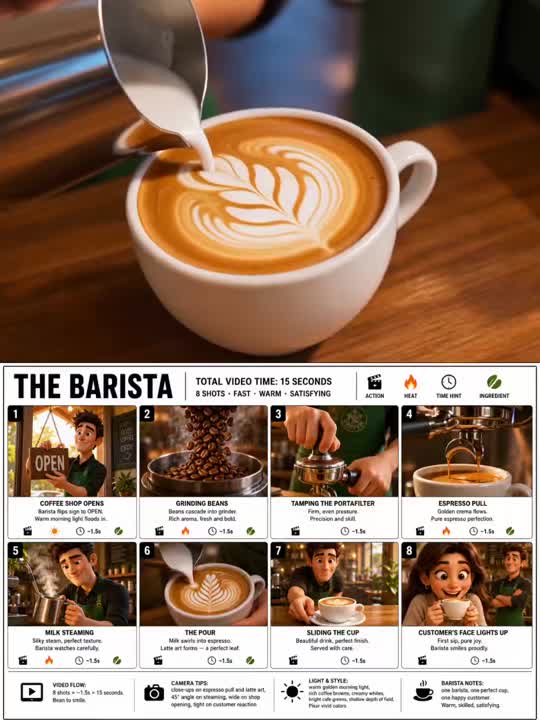 Seedance 2.0 Prompt: Pixar Style Barista Animation Guide