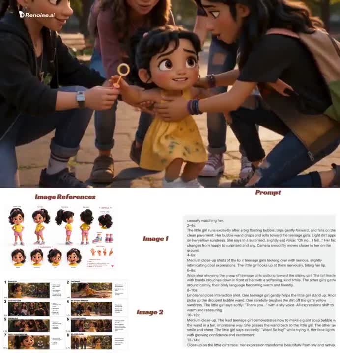 Seedance 2.0 Prompt: Pixar-Style 3D Character Sheet of a 6-Year-Old Girl