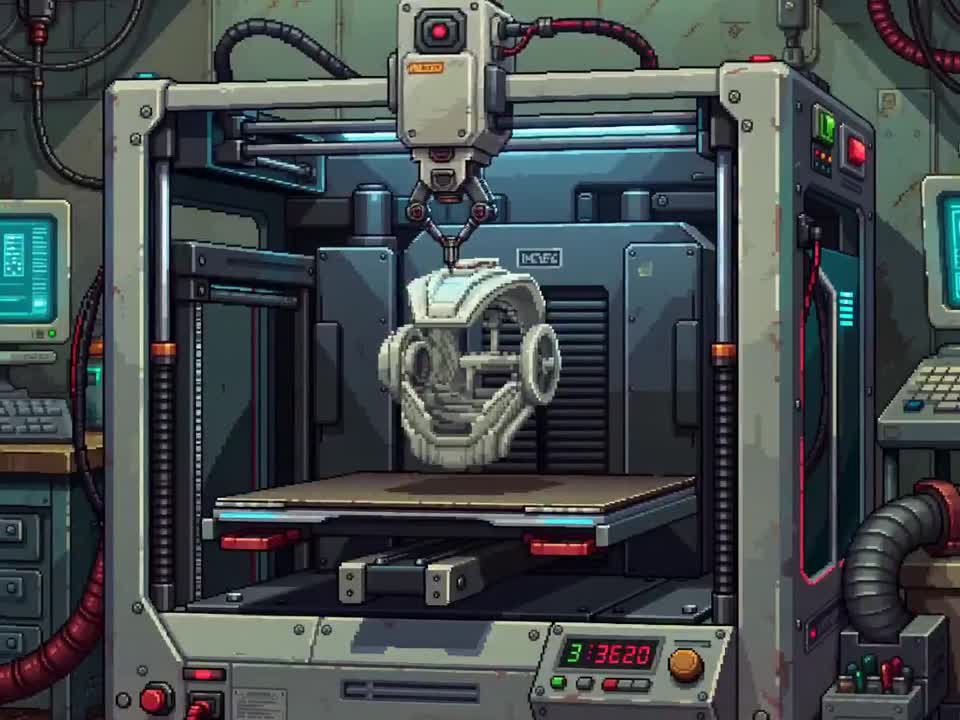 Seedance 2.0 Prompt: Pixel Art Cyber Artisan Crafting Robot