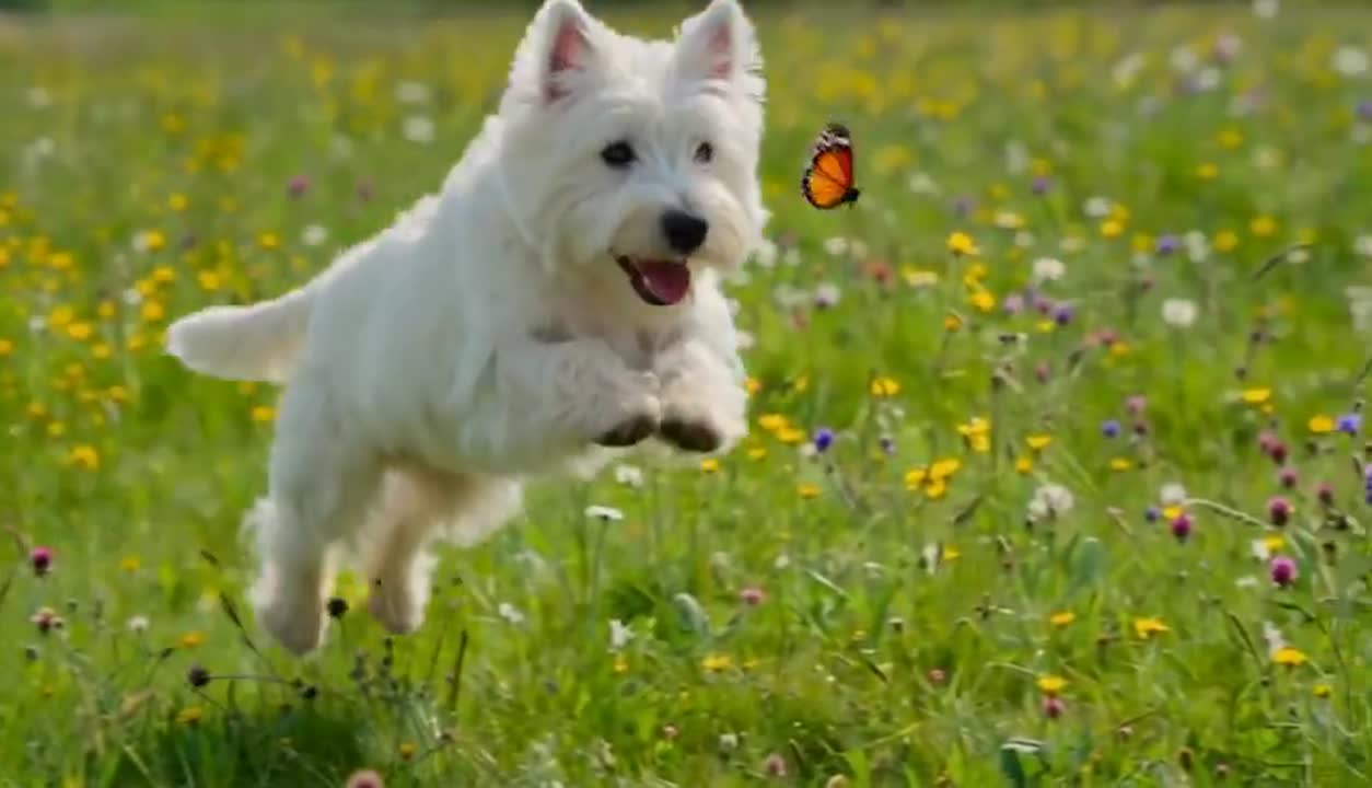Seedance 2.0 Prompt: Playful Dog Chasing Butterflies