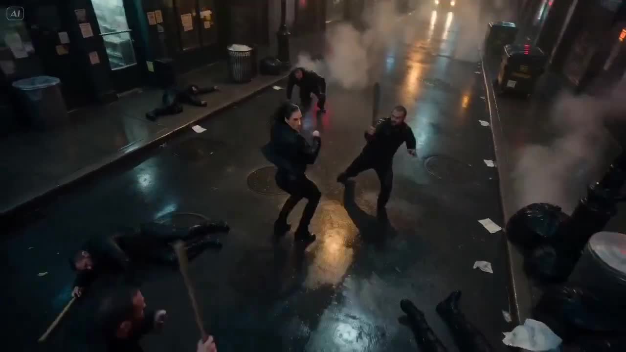 Seedance 2.0 Prompt: Cinematic NYC Street Fight in Rain