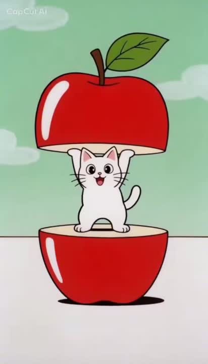 Retro Anime Apple Splitting Cat Dance - Seedance 2.0 Prompt