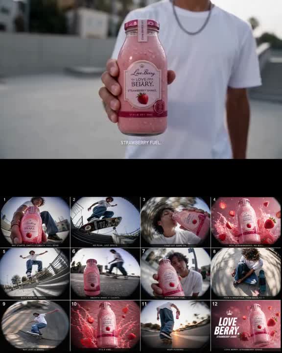 Seedance 2.0 Prompt: Early 2000s Skate Video Milkshake Ad