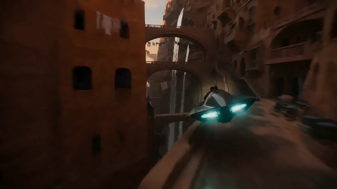 Seedance 2.0 Prompt: Reversed Waterfall Cliff City Chase