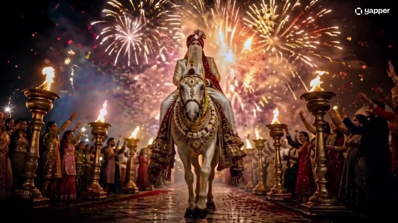 Seedance 2.0 Prompt: Royal Indian Wedding Procession at Night