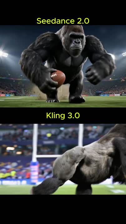 Seedance 2.0 Prompt: Humans vs. Gorillas Rugby Match