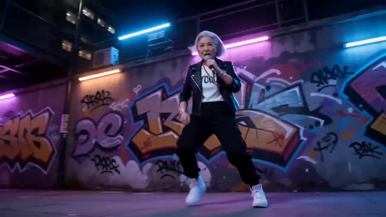 Seedance 2.0 Prompt: 80-Year-Old Rapper MV with Neon Hues