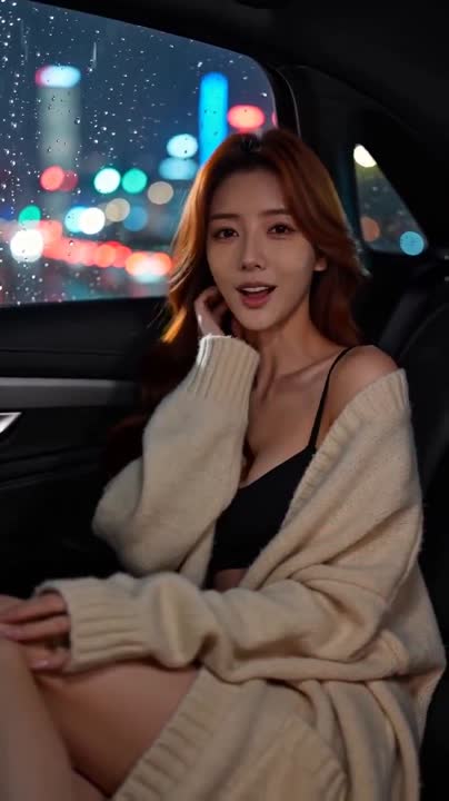 Seedance 2.0 Prompt: Rainy Night Drive with Elegant Woman