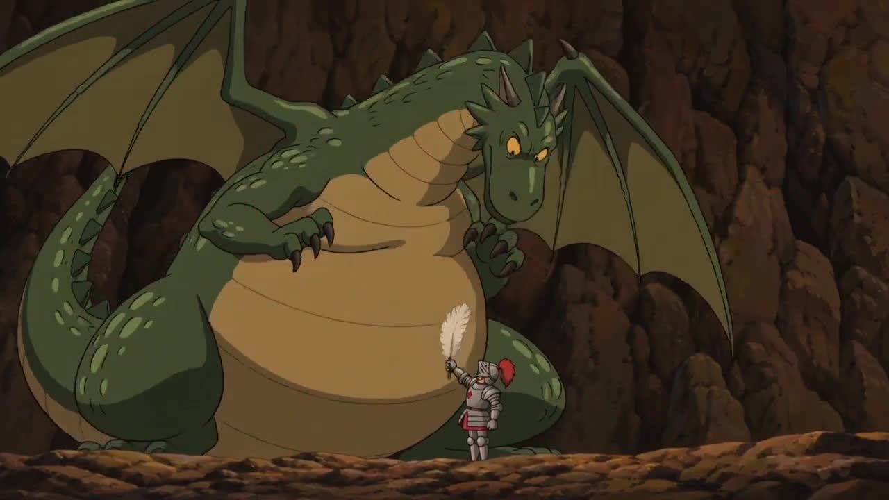 Seedance 2.0 Prompt: Humorous Dragon & Knight Anime Scene
