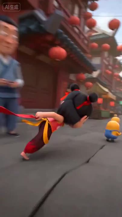 Seedance 2.0 Prompt: Nezha & Minion-like Characters in Chinatown Chase